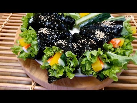 샐러드야? 김밥이야? 불 안쓰고 만드는 5분 완성 고깔 김밥 | 다이어트김밥 | 샐러드 김밥👍Gimbap