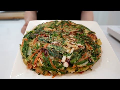 오징어부추전 간을 0000으로 하면 10배 맛있어져요~ (부추전/오징어전/해물전)