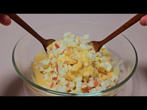 사과를 잘게 썰어 밀가루 반죽없이 이렇게 만들면.. 빵집 안가도 됩니다🍎 (사과계란땅콩버터빵 레시피)