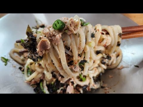 요즘 밥 대신 "이것" 먹는 재미가 쏠쏠해요~💥꾸덕꾸덕 매콤한 참치비빔우동💯간단하지만 맛있어요!