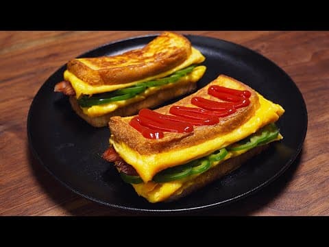 3분이면 끝! 폭신폭신 계란 토스트! 초간단 원팬 토스트 만들기(4K)