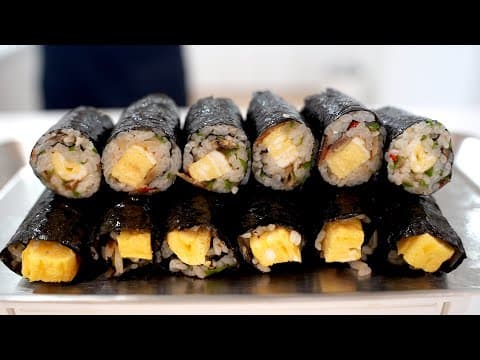 꼬마김밥 쉽게 준비했어요. 한국인이 좋아하는 계란, 고추만 준비해주세요 '꼬마김밥' 뚝딱