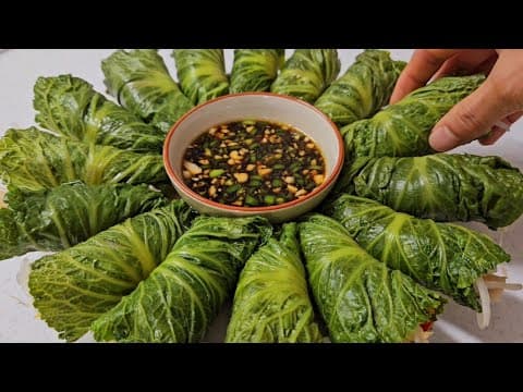 봄동 겉절이보다 깔끔하게 드시고 싶다면 이렇게 드셔보세요!! 밥 없이 그냥 먹어도 배부르고 든든해요(ft.봄동채소찜말이,간장들기름소스)