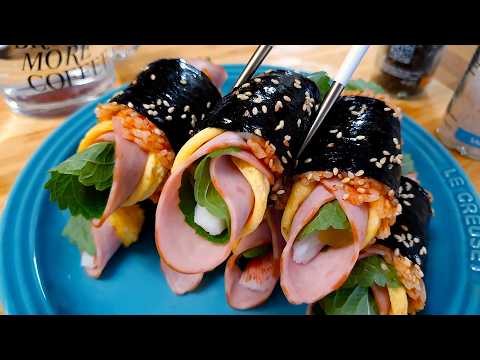 김밥을 이렇게 쌌더니 눈 깜짝할 사이에 사라졌어요!! 한 입 쏙 "꼬다리 김밥" 간단한데 너무 맛있어요 👍Gimbap