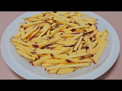 고구마를 채 썰어보세요🍠고구마 1개면 말랑 쫀득한 간식이 완성됩니다