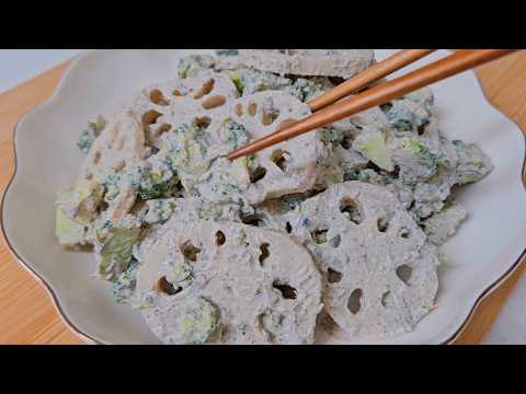 연근 샐러드 마요네즈 대신 이걸 넣어보세요!! 염증은 낮춰주면서 살도 안찌고 피부도 맑아져요 (ft.한정식 연근 샐러드, 수제 두부 땅콩버터 참깨 드레싱)