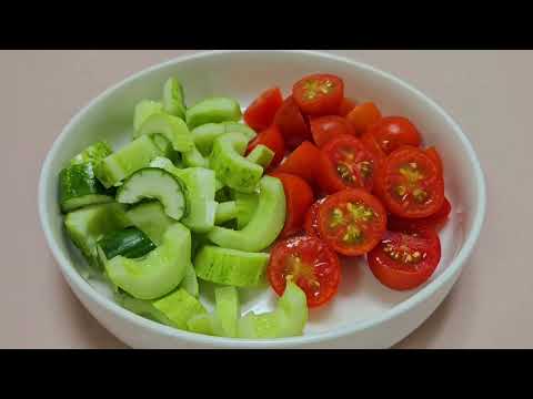 토마토와 오이는 매일 밥대신 챙겨드세요🍅🥒 배부르게 먹어도 속도 편하고 뱃살이 쭉쭉 빠져요 (토마토오이 두부 마요네즈 샐러드 만들기)