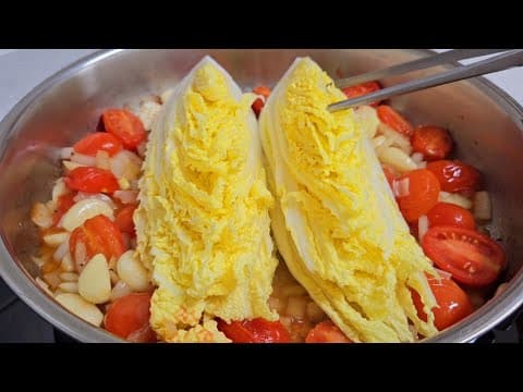 배추와 토마토를 이렇게 먹으니 살도 안찌고 너무 맛있어요👍(ft.토마토를 곁들인 배추찜구이)