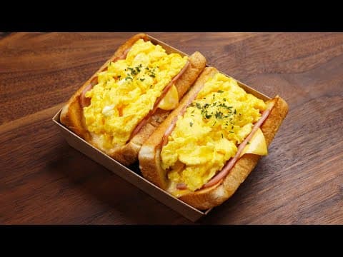 스크램블 에그 듬뿍! 소풍 도시락 만들기 :: 폭신 폭신 스크램블 햄 치즈 토스트