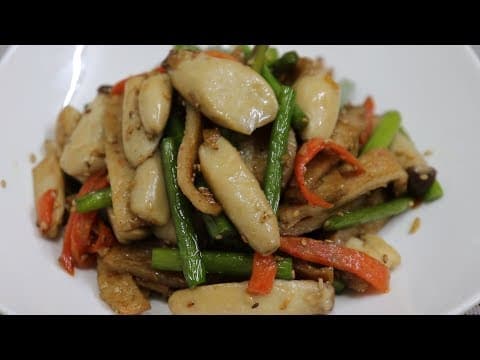 새송이버섯/ 마늘쫑/ 어묵볶음 맛있게 만드는법~ 국간장으로 맛있게 ~ [강쉪]