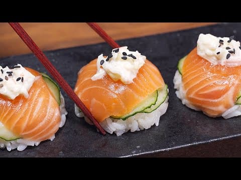 다이소 얼음틀로 쉽고 간단하게!! 예쁜 연어 초밥 만들기!