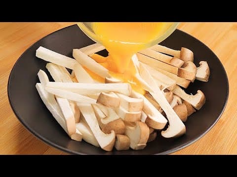 새송이버섯에 계란을 부으세요! 쫄깃고소하고 영양가득한 반찬이 완성됩니다👍💯