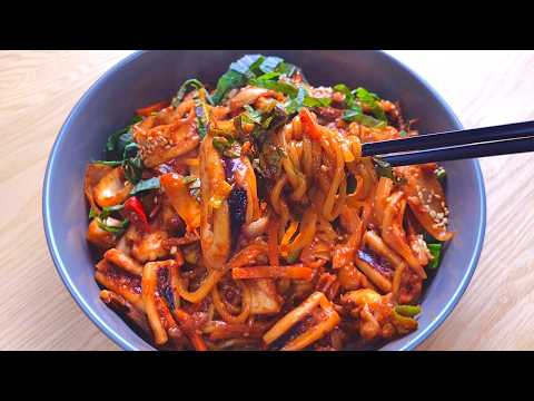 매콤한 오징어볶음면! 황금비율 양념장으로 맛있는 오징어 볶음 만들기🦑