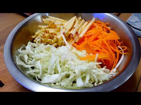 양배추.당근.사과는 식전에 이렇게 드세요! 2주만 챙겨드셔도 묵은 뱃살이 쭉쭉 빠져요✌️요거트 들깨소스, 다이어트 식단✌️