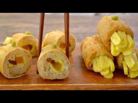 유부를 통으로 말아서 만든 유부말이밥! 유부 간장 볶음 레시피!