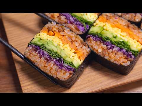 [비빔!!🫡 ] 먹기 아까울 정도 예쁜 사각 비빔김밥 만들기! 다이소 추천템!