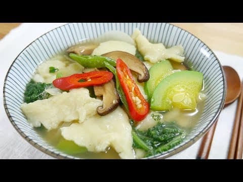 호박잎수제비 ( Hand torn Noodle soup )