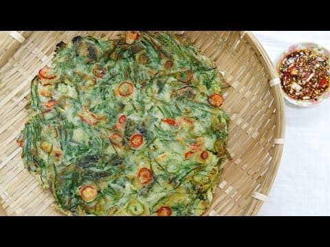 깻잎부추전 ( Leek Pancake with Perilla leaf )