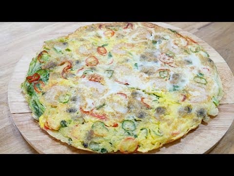 미나리 해물전 ( Seafood Pancake with Water Parsley )