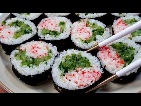 이것저것 넣지말고 김밥에 딱 2가지만 넣으세요! 불 없이 완성되는 다이어트 김밥, 3일째 또 김밥 말고 있어요🍘