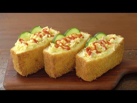 식빵으로 주머니를 만들면 양배추와 계란이 순삭~ 시장표 샐러드빵(사라다빵) 만들기 :: 식빵요리, 식빵주머니 :: Salad Bread