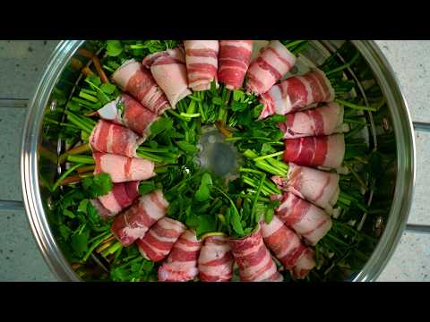 미나리와 삼겹살은 "무조건" 이렇게 드세요. ‼️ 뱃살이 쭉쭉 빠지는데 너무 맛있어요 👍🏻 강쉪