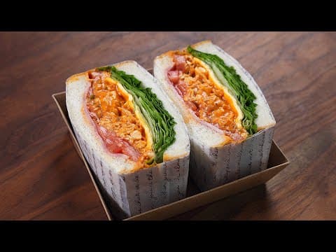 매콤한 닭 가슴살! 소풍 도시락 만들기 :: 칠리 닭 가슴살 샌드위치 :: 카페 샌드위치