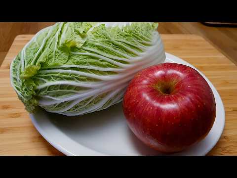매일 아침 이렇게 먹었더니 살도 안찌고 맛있어서 다이어트는 저절로 되네요! 야채가게 사장님도 몰랐던 알배추를 먹는 새로운 방법 (알배추 사과 들깨 샐러드)🍎